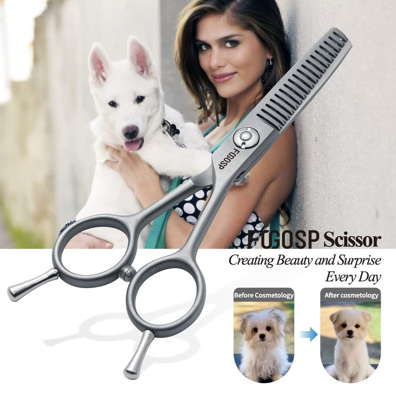 4.5" Thinning Shears for Dogs Grooming Face with Safety Round Tip for Small Dogs Face Paw Ears Trimmer Professional Small Cat Grooming Scissors (4.5" Blender, Gray) 4.5 inch - PawsPlanet Australia