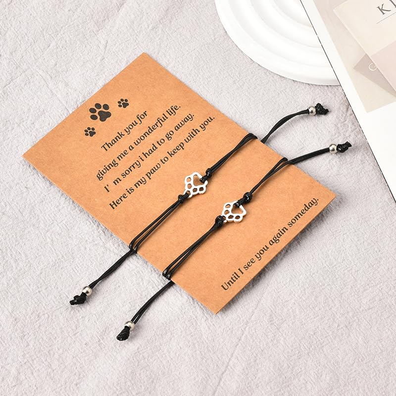 Memorial Gifts Bracelet for Pet Loss of Dog Sympathy Gift Paw Print Friendship Bracelets for 2 Remembrance Gifts for Cat Passing Away Gifts for Cat Lovers Bereavement Gifts for Dog Lover Memory Gifts - PawsPlanet Australia