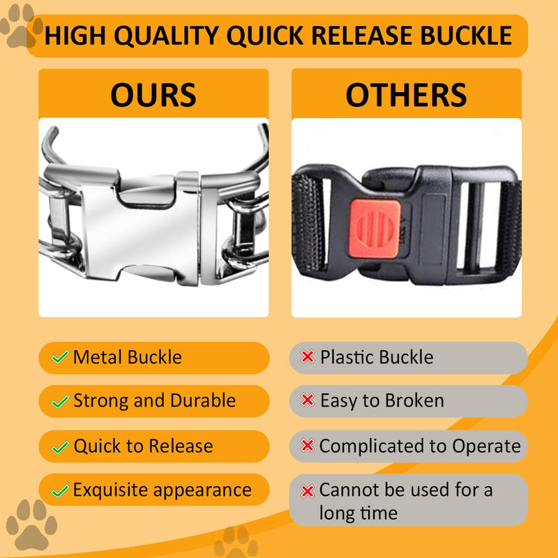 Quick - Release Dog Collar, Metal Leash Collar for Small Dogs, Medium Dogs, Large Dogs (XL(23-26" Neck)) XL - PawsPlanet Australia