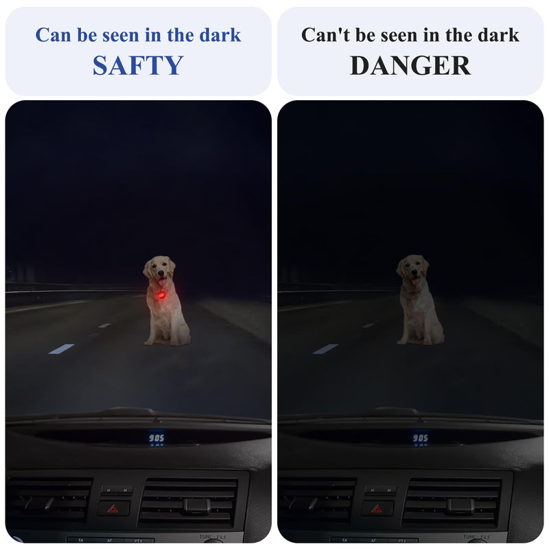 Dog Lights for Night Walking, 2 Pack 4 Modes Dog Collar Light, IP68 Waterproof Dog Light, 700 mAh High Capacity USB Rechargeable Dog Safety Light for Night Cycling, Climbing, Camping Black and White - PawsPlanet Australia