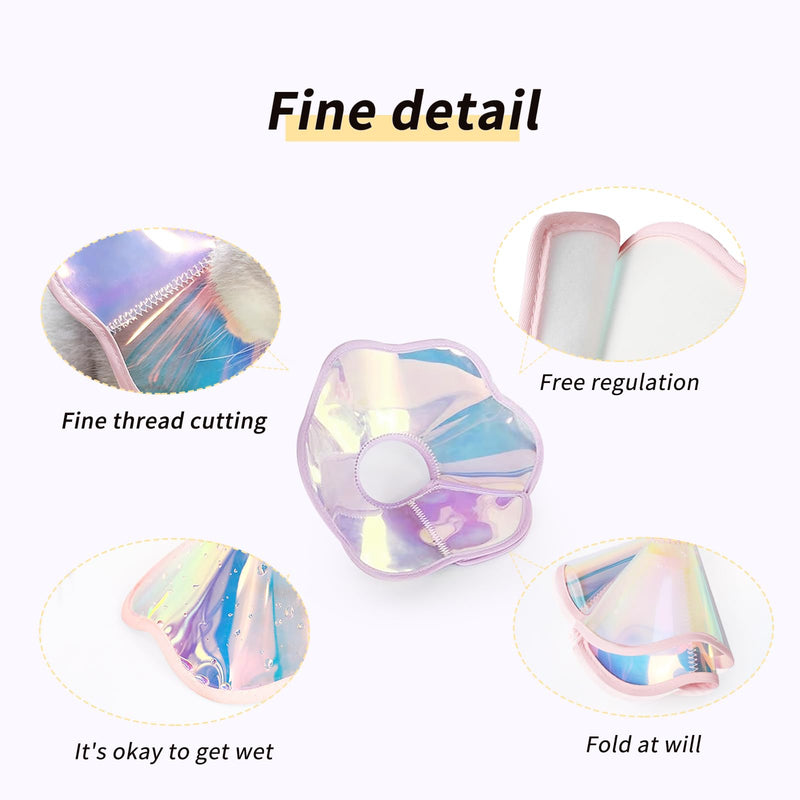 Andiker Cat Cone Collar, Laser Folding Elizabeth Collar for Dogs and Cats to Stop Licking Scratching Wounds Soft Lightweight Waterproof Cat Recovery Collar After Surgery (Purple, S) Purple