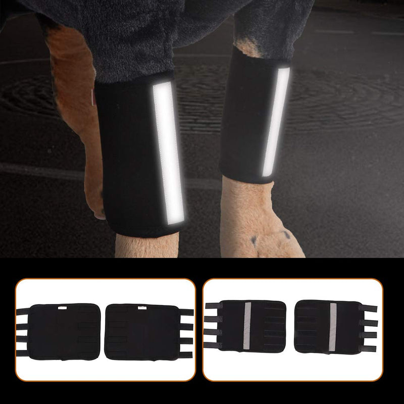 Pssopp Knee Support for Dogs Ankle Protection Bandage 1 Pair Leg Ankle Wrap with Reflective Straps for Front or Rear Leg for Injuries and Sprains, Wound Healing (L) L