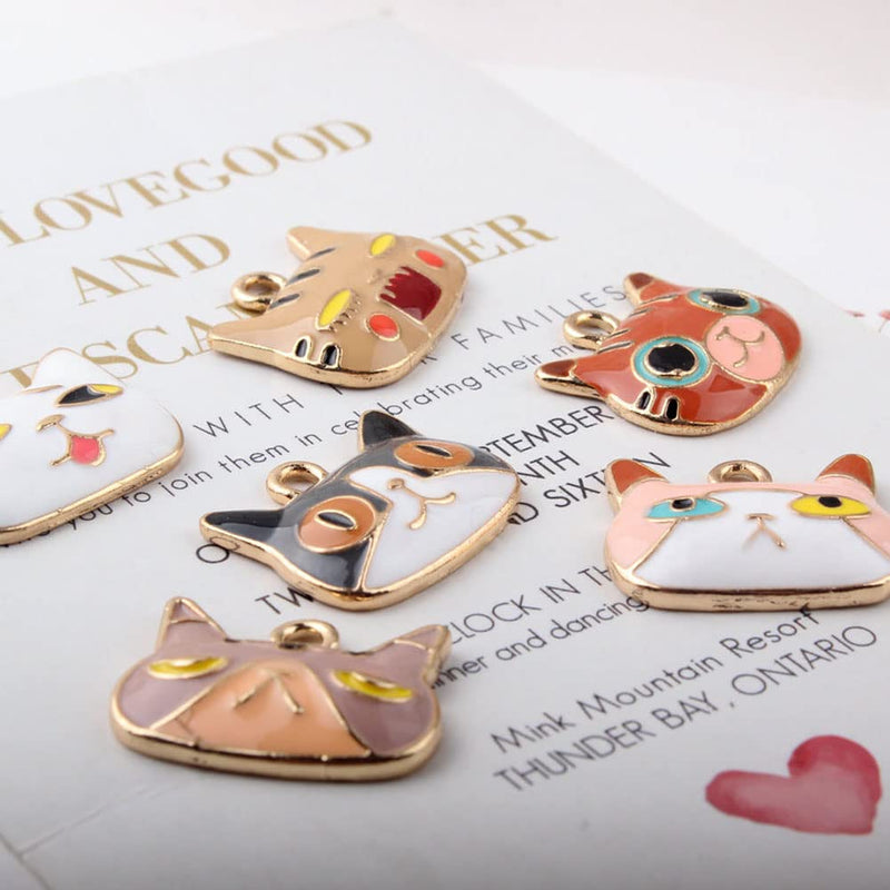 Enamel Cat Charm Bulb Charm Coffee Cup Earrings Making Charm Cute Charm Bracelet Artifact Jewelry Making Diy Pendant Necklace Supplies 6 Color Cat Head - PawsPlanet Australia