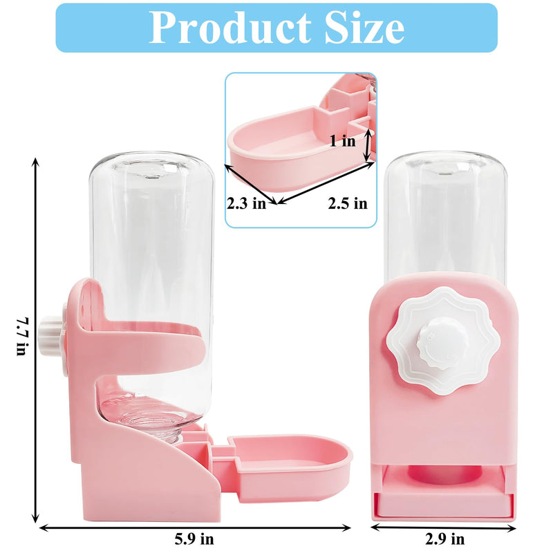 kathson Rabbit Water Dispenser for Cage 17 Oz Hanging Guinea Pig Water Bottle No Drip Gravity Automatic Bunny Water Bottle No Leak Small Animal Water Bottle for Chinchilla Ferret Hamster（Pink） Pink - PawsPlanet Australia