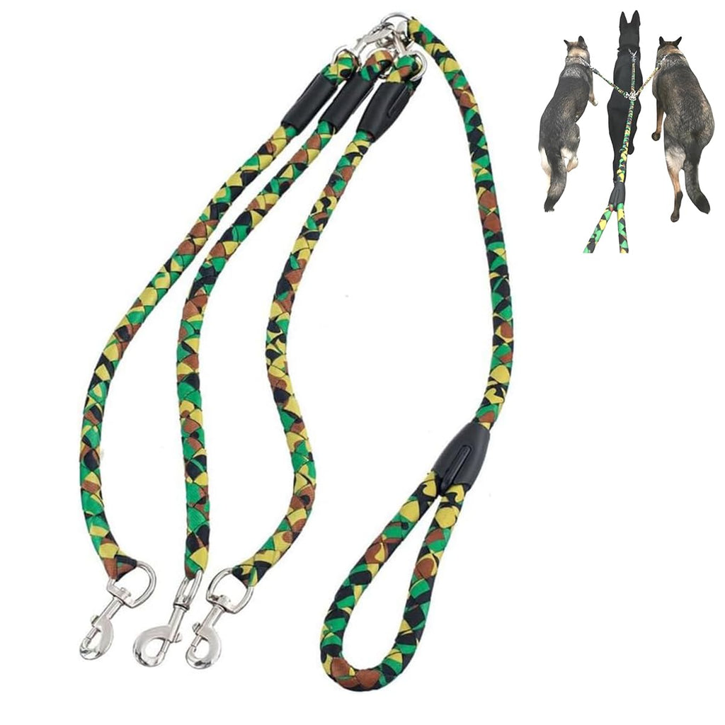 Heavy Duty 3 Way Dog Training Coupler LeashBest for Large Breeds Dogs Detachable No Tangle Nylon Triple Dog Leash for Walking Multiple 3 2 Three/Two/One Dogs - PawsPlanet Australia