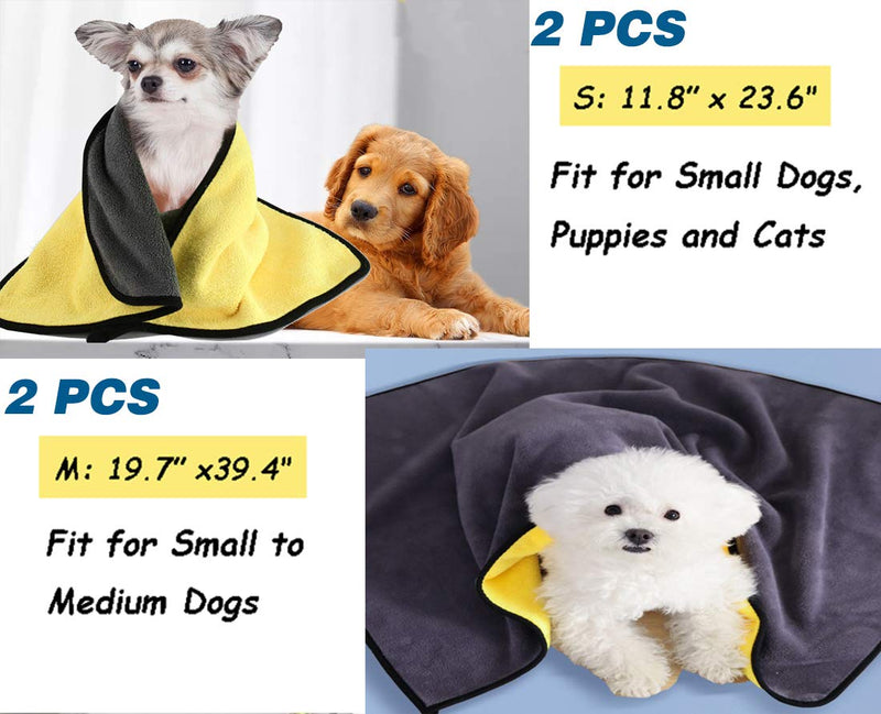 Kwispel 2 Pack Dog Towels Super Absorbent Pet Bath Towel Microfiber Dog Drying Towel for Small Medium Large Dogs and Cats, Machine Washable 2 x Small - PawsPlanet Australia