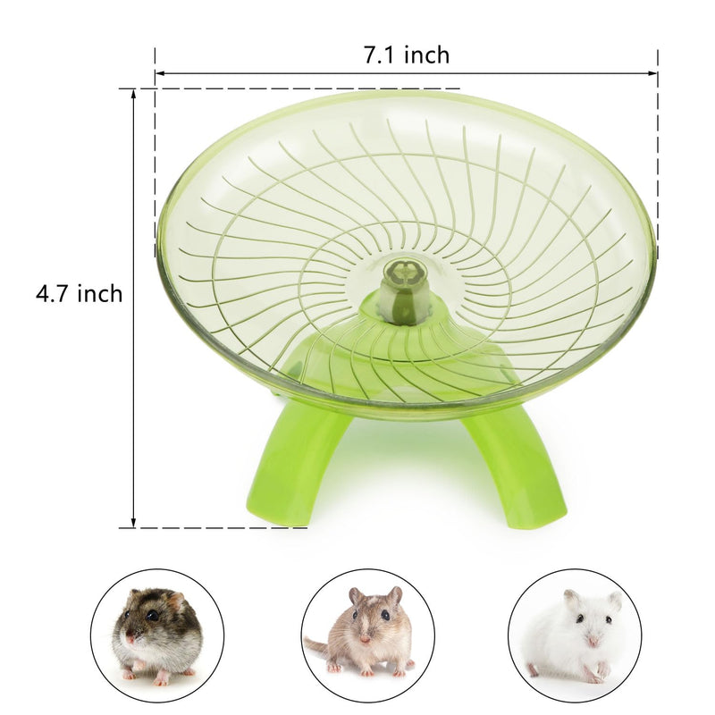 Hamster Wheel Flying Saucer Silent Exercise Wheel Running Wheel for Hamsters, Gerbils, Mice and Other Small Pets, Silent Hamster Running Wheel (Green) Green - PawsPlanet Australia