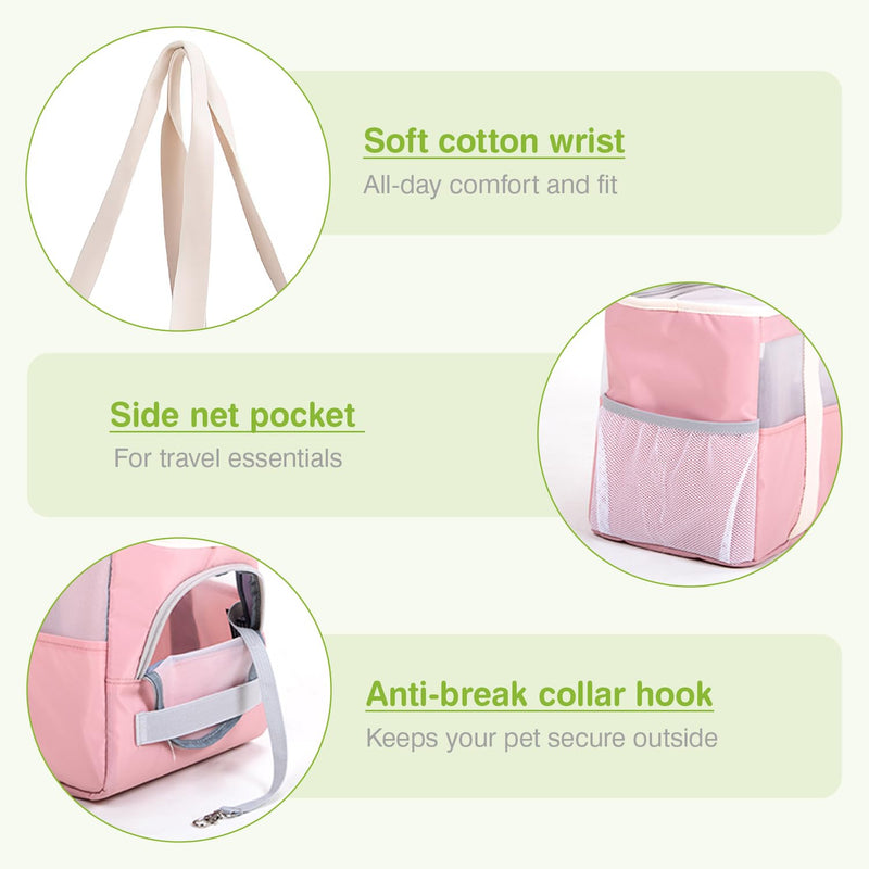 ALLSOPETS Soft Pet Carrier Bag for Small Dogs and Cats, Foldable Breathable Dog Handbag with Safety Strap, Lightweight Puppy Sling Tote for Travel Vet Visits Outdoor (Pastel Pink) Pastel Pink - PawsPlanet Australia