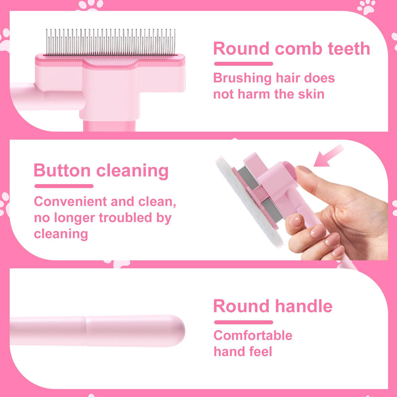 2PCS Flea Comb for Cats and Dogs with Pet Hair Remover Glove, Self Cleaning Pet Flea Cat Grooming Brush with Release Button for Massaging and Cleaning Shedding Pets Hairs - PawsPlanet Australia