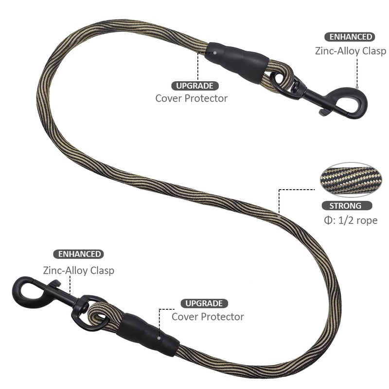 BTINESFUL 3FT Dog Tie Down, Nylon Rope Short Dog Tether Indoor Training Safety Vehicle Tether for Large Medium Strong Puppy 3 Foot Beige Black - PawsPlanet Australia
