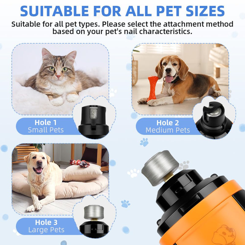Dog Nail Grinders Upgraded Super Silent Cat Claw Nail Clippers 3-Speed Electric Pet Electric Nail File Nail Scissors Nail Trimmer File with 2 LED Lights for Small to Large Dogs(Black Orange) Pet Nail Filer-m9-black Orange