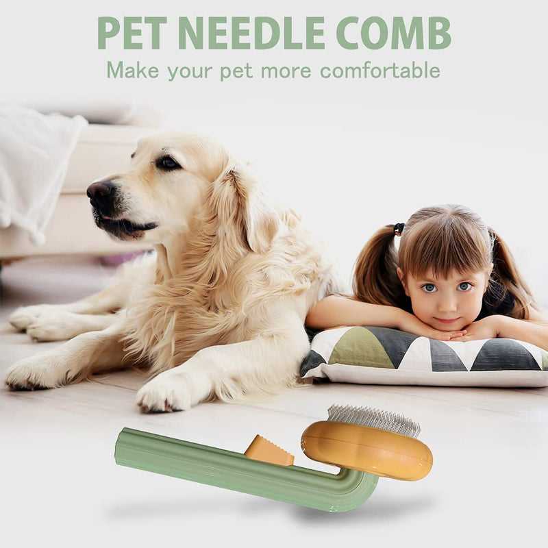 Cat Brush with Release Button, Pumpkin Cat Comb for Long or Short Haired Cats Dogs Rabbits, Skin Friendly Deshedding Grooming Tool for Gently Removes Loose Fur Undercoat - PawsPlanet Australia