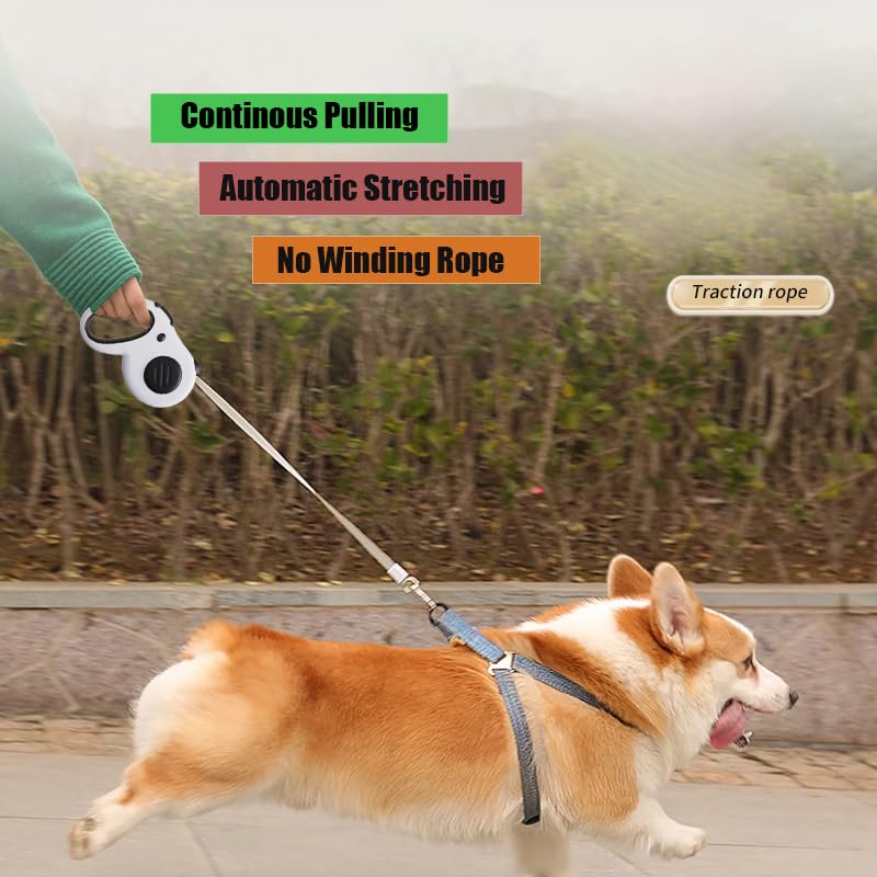 Retractable Dog Leash, 16 ft Dog Leash for Pets up to 44 lbs, Durable ABS and Aluminum Alloy Clip, Includes 4 Rolls of Poop Bags and Bag Holder, Red and White - PawsPlanet Australia