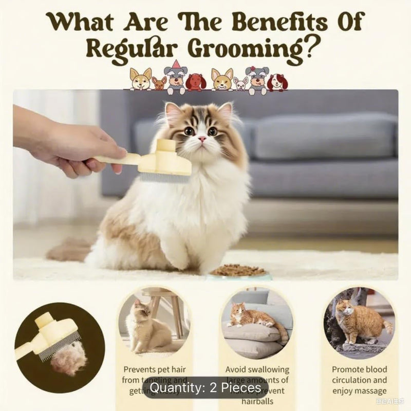 2 Pack Flea Comb for Cats and Dogs, Cat Brush for Shedding, Pet Hair Removal Comb with Long & Short Stainless Steel Teeth for Deshedding - PawsPlanet Australia