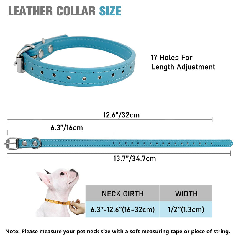 Puppy Collars for Litter - 14 Color Adjustable ID Collar Identification Leather Small Dog Collars for Puppy Medium Large Breed Dogs - Neck 6~13 Inches S(Neck:6''~13'')