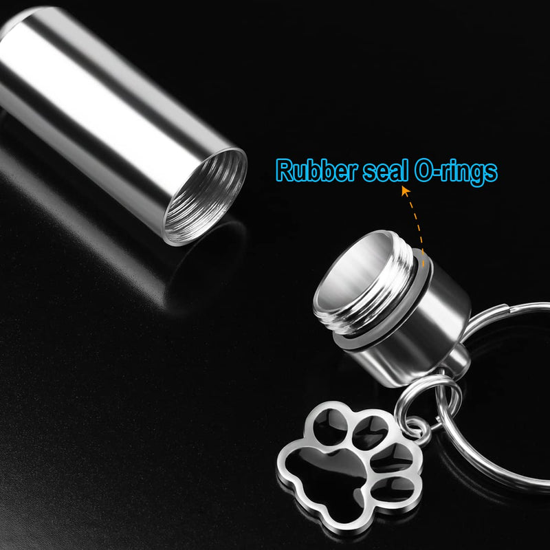 Waterproof Cremation Pet Urns Keychain for Dogs Ashes, Cylinder Cat Dog Urn for Pet Ashes Cremation Keepsake Memorial Ashes Jewelry Pend Cylinder silver 2 pcs - PawsPlanet Australia
