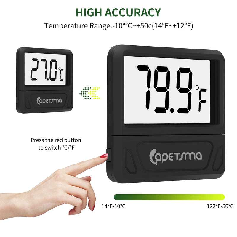 capetsma Aquarium Thermometer Digital Fish Tank Thermometer Accurate Reptile Thermometer Temperature Gauge with Large LCD Screen