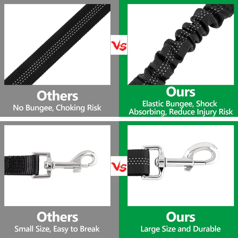 Plutus Pet Dog Seat Belt for Car Headrest, Reflective and Adjustable Restraint with Elastic Bungee for Safety, Vehicle Seatbelt Harness for Small Medium Large Dogs and Cats Black - PawsPlanet Australia