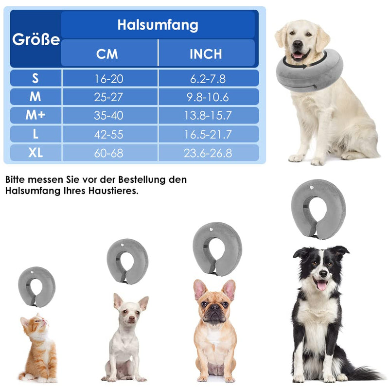Nasjac Inflatable Collar Dog & Cat, Adjustable Soft and Comfortable Dog Collar, Leak Protection with Quick Release, Prevent Pets from Touching and Licking Wounds After Surgery l gray
