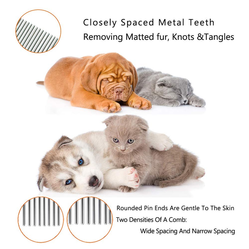 Steel Comb for Dog Grooming,Metal Dog Comb,Metal Combs for Dogs & Cats & Small Dog Grooming,Sorxine Pet Comb for Removing Matted Fur, Knots & Tangles,Shedding (Silver+White) Silver+White - PawsPlanet Australia