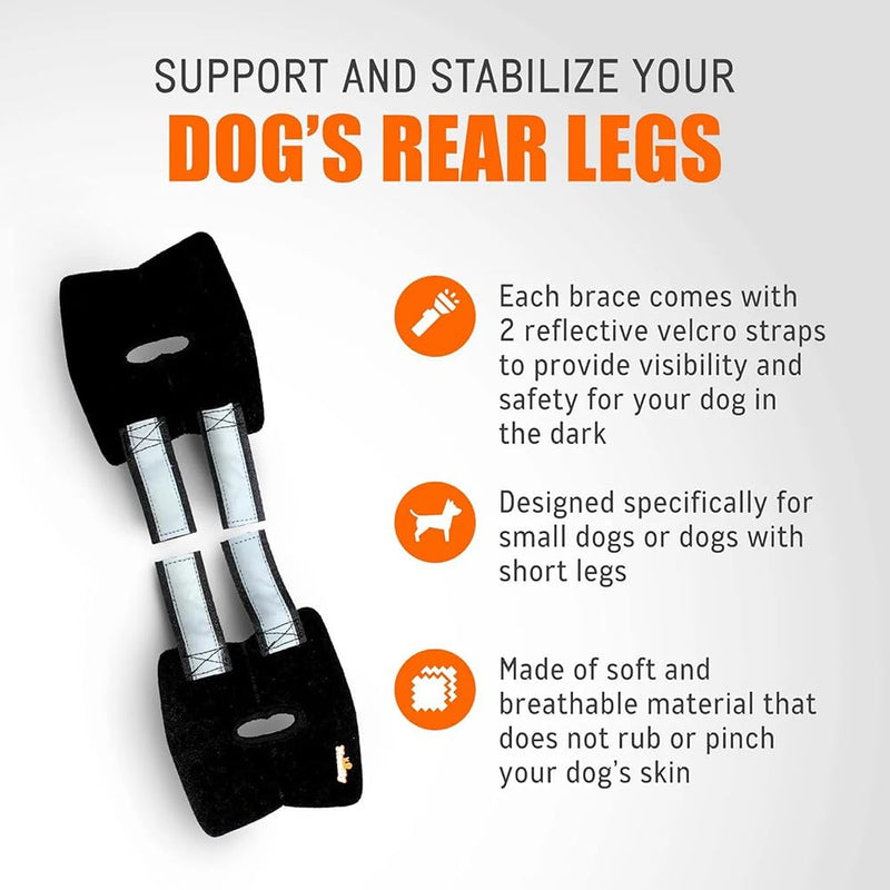 Dog Knee Brace for ACL, Arthritis & Injury - 2 Pack Adjustable Dog Leg Support Wrap with Reflective Strips, Breathable & Elastic Dog Knee Pads for Lameness, Luxating Patella, Senior Dogs (X-Large) X-Large