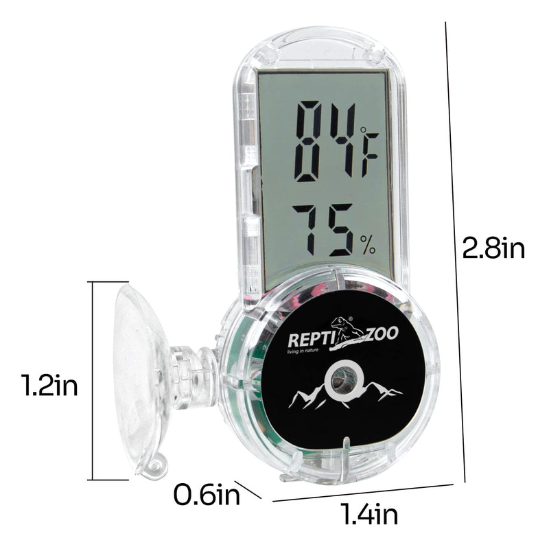 REPTI ZOO Upgraded Reptile Terrarium Thermometer Hygrometer,Digital Pet Temperature and Humidity Gauge with Suction Cup for Reptile Rearing Box Tank,4-Sides Mounting - PawsPlanet Australia