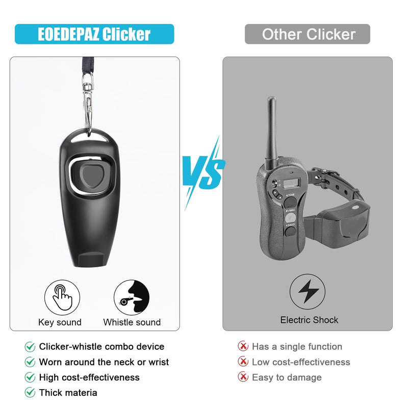 2-in-1 Dog Training Clicker Whistle for Training and Recall, Pet Training Accessories for Puppy, Cats, Horses & Small Animals - 2 Pack with Lanyard, Reward and Train Your Pets Efficiently Blue + Black - PawsPlanet Australia