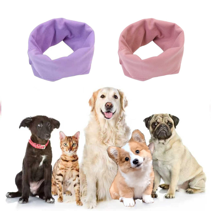 Dog Ear Protection Cover, Dog Ear Cover for Anxiety Relief, Adjustable Cat Ear Scarf, Dogs Ear Defenders, Neck and Ears Warmer for Bathing Drying, Grooming & Noise Reduction(Purple, M) Purple