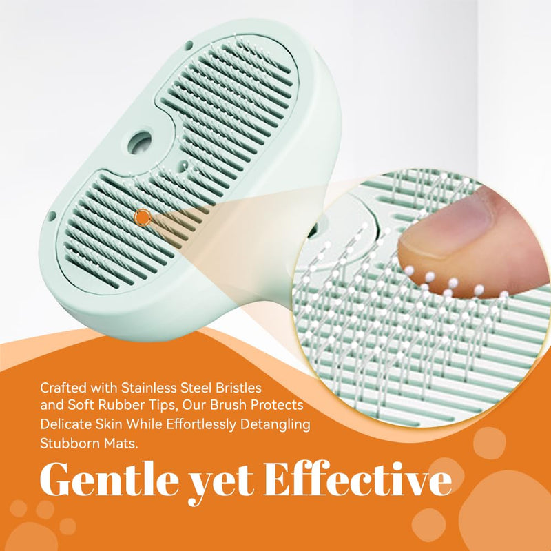 Cat Steam Brush, 3 in 1 Pet Spray Hair Removal Comb for Shedding & Grooming, Pet Grooming Brush with Spray, One-Click Release Button and Tank, Spritz Defur Comb for Cats Dogs, Effective(White) White - PawsPlanet Australia