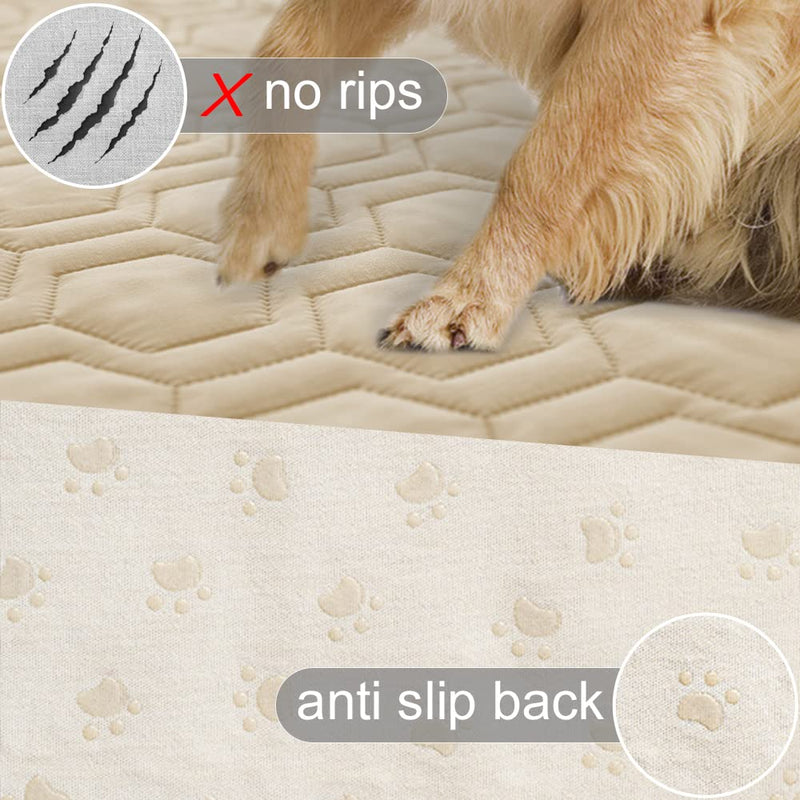 Waterproof and Non-Slip Dog Bed Cover and Pet Blanket Sofa Pet Bed Mat ，car Incontinence Mattress Protectors Furniture Couch Cover for Most Cats Dogs,Pets（52x82-Beige） Beige 52x82Inch (Pack of 1) - PawsPlanet Australia