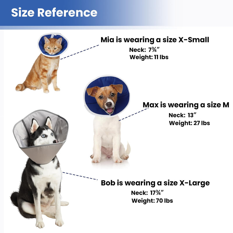 BARKLESS Dog Cone, Dog Cones for Small Medium Large Dogs, Cones for Puppies and Kittens after Surgery to Stop Licking, Adjustable Neuter Cone Alternatives, Light Recovery Collar, Elizabethan Collar S - Neck: 8½"-10¼" Royal blue