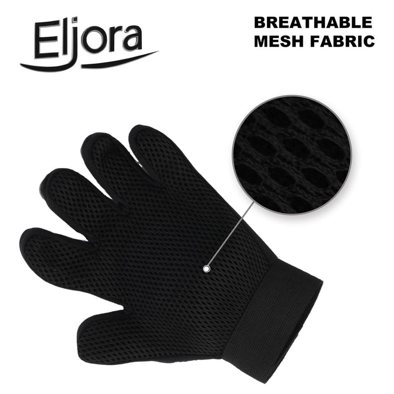 Pet Grooming Glove & Dematting Comb Set – Anti-Slip Handle Deshedding Comb+ Gentle Massage Glove (Pair) for Dogs & Cats – Removes Loose Hair, Mats & Tangles – Safe, Effective Grooming