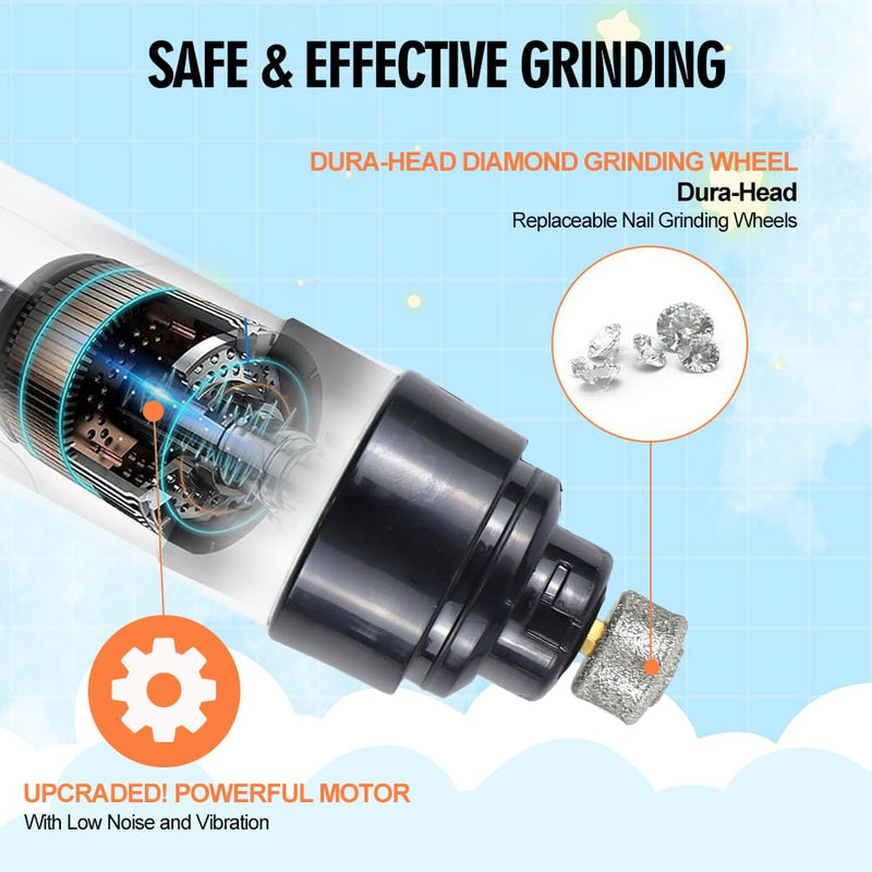 Abnaok Huesom Silent Groom Pro for Dogs, Dog Nail Grinders,Pet Nail Grinder with Led Lights, Rechargeable USB Charging,with Replacement Grinding Heads for Dogs, Cat - PawsPlanet Australia