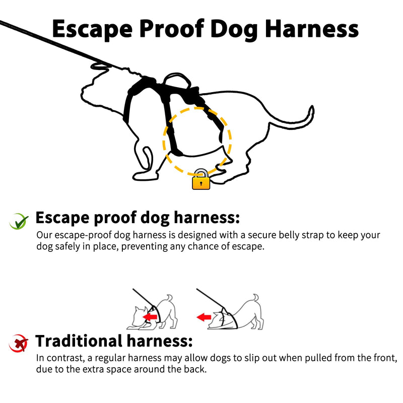Huntboo Escape Proof Harness, No Slip Dog Harness Escape Proof, Reflective Harness with Handle, Breathable, Durable, Adjustable Vest for Large Dogs Walking, Training, and Running Gear (Rose red, L) Large(Pack of 1) Rose red - PawsPlanet Australia