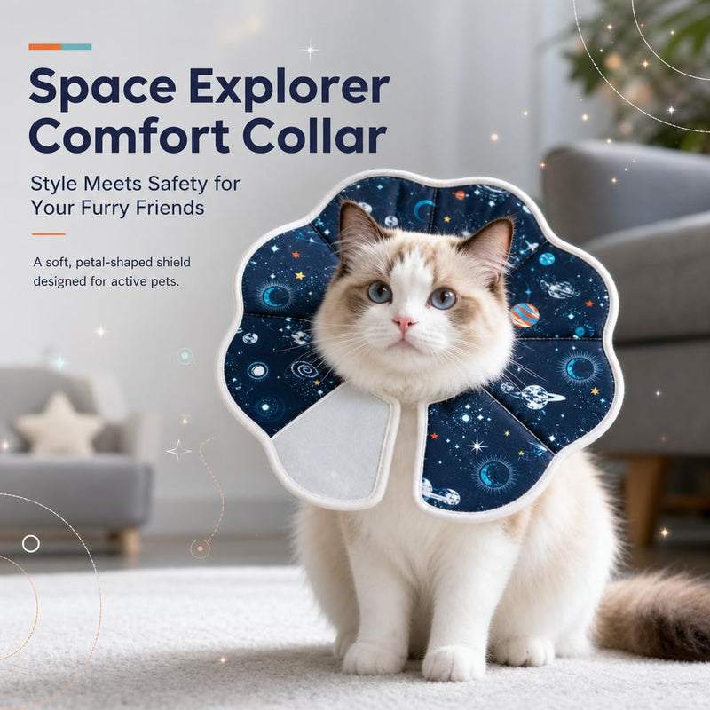 Soft, waterproof neck brace for cats and dogs to prevent licking after surgery, adjustable alternative to cat collars and cones (Size L)