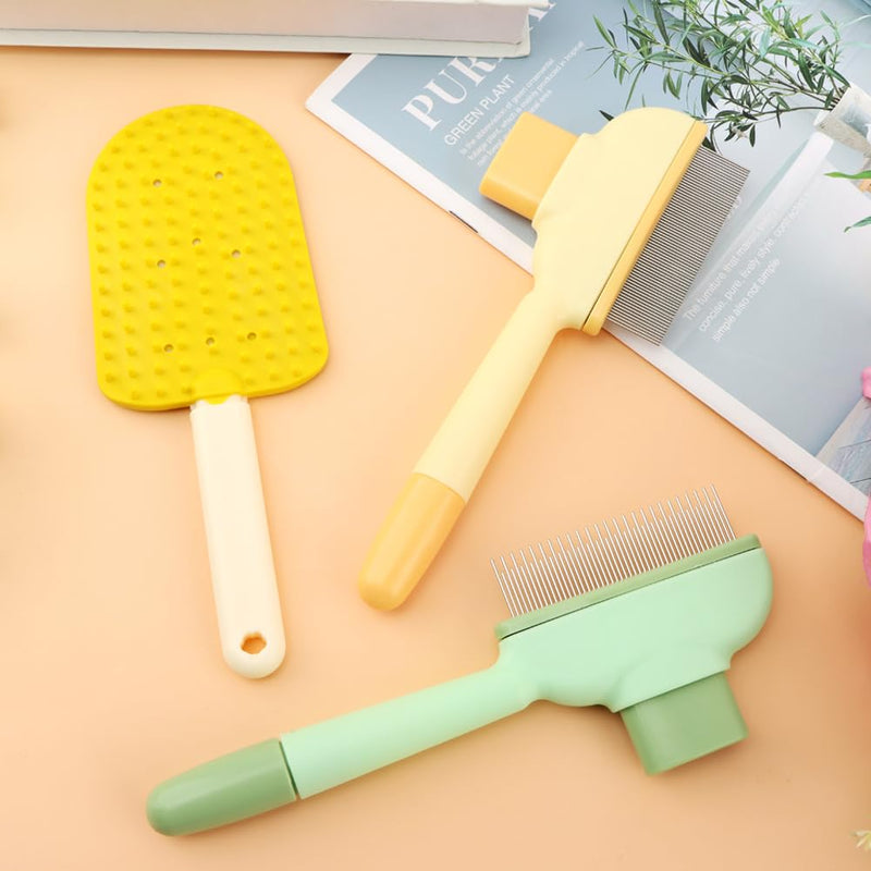 Pet Hair Removal Comb Flea Comb, 3 Pcs Long & Short Stainless Steel Teeth Deshedding Brush, Grooming Pet Hair, Cat Combs for Indoor Cats, Removal Tools - PawsPlanet Australia