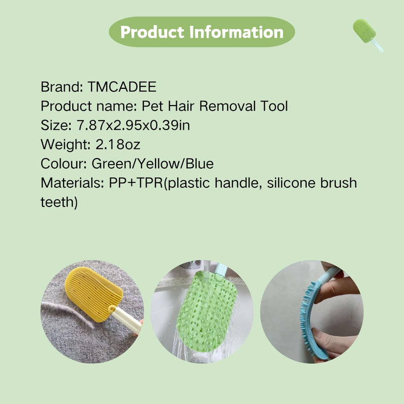 2in1Pet Hair Removal Tool, Cat Grooming Comb,Massage Comb,Fur Removal Tool for Couch,Carpets, Cat Bed,Reusable and Washable, Gently Groom Dogs and Cats, Pet Brush (Green) Green