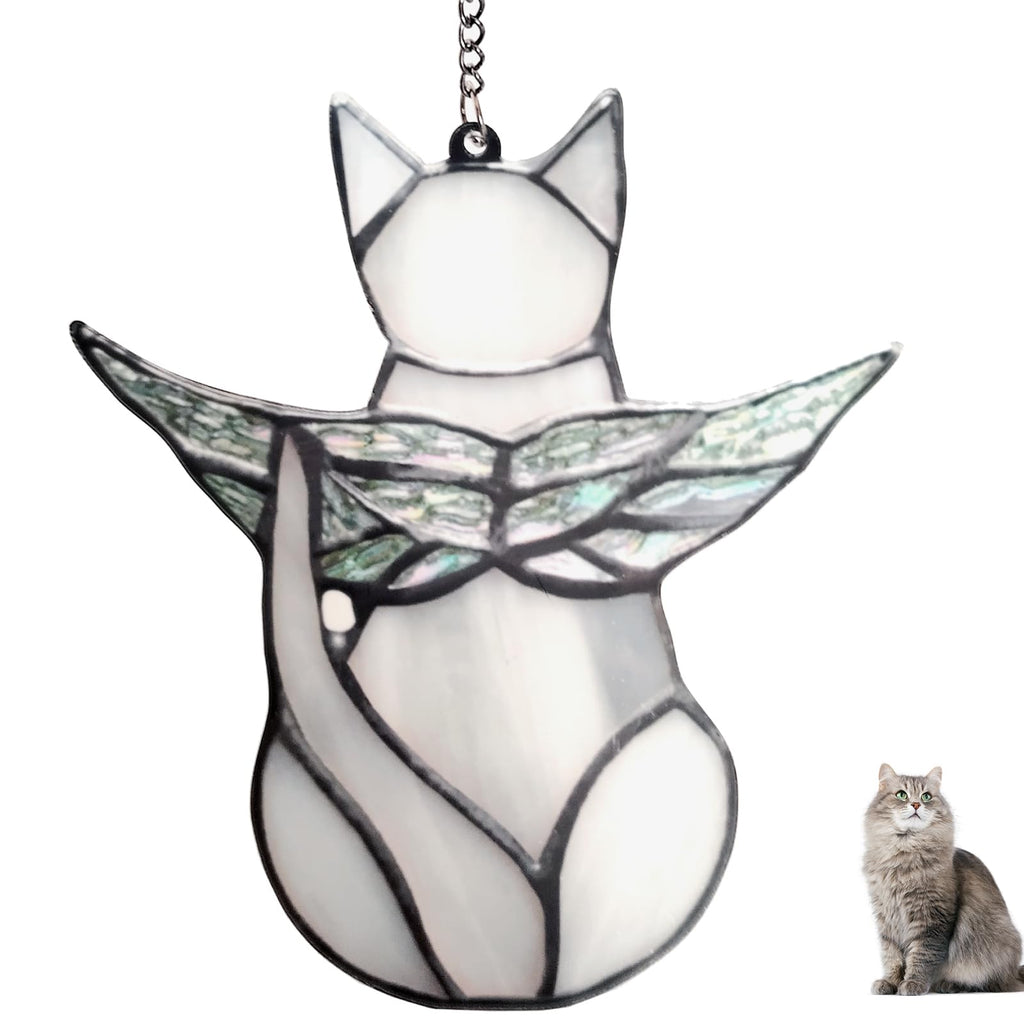 Angel Cat Loss of Cat Sympathy Gift for Cat Lovers,Grey Cat Ornament Cat Home Decor for Remember Your Loved Pet (Grey) Grey - PawsPlanet Australia