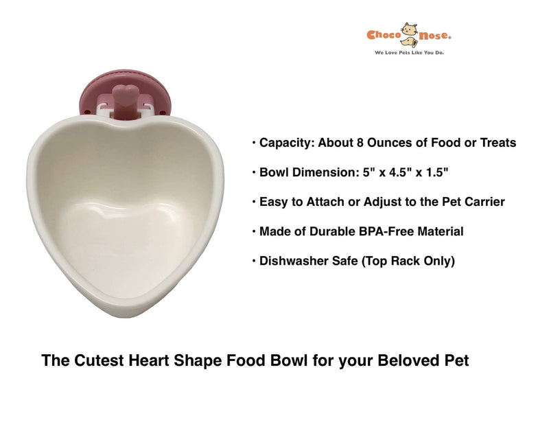 Choco Nose Patented Removable Heart Shaped Food Bowl for Dogs/Puppies/Rabbits/Cats/Guinea Pigs/Chinchillas/Birds -Water Dish for Small Pets or Animals - for Wire Cages or Crates Pink - PawsPlanet Australia