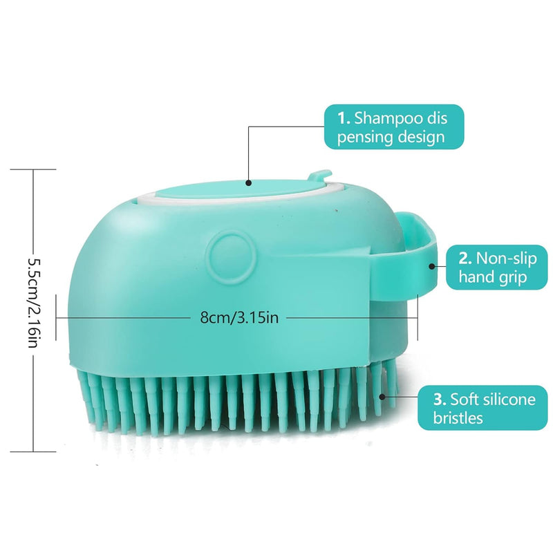 Pet Dog Bath Brush Gentle Soap Dispenser Massaging Bath Grooming Soft Silicone(Blue) - PawsPlanet Australia