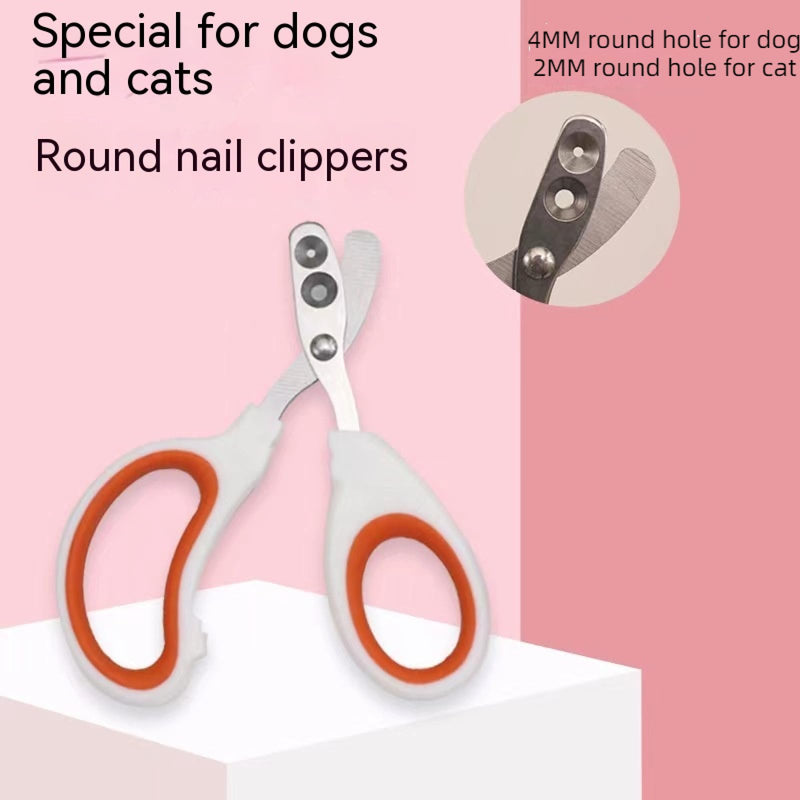 Newly Upgraded Design Cat&Dog Nail Clipper with Two Circular Cutting Holes of Different Size(2mm&4mm)-Avoid Over Cutting Pet Nail Clippers -Professional Paw Trimmer Set for Pet (Orange) Orange&black - PawsPlanet Australia