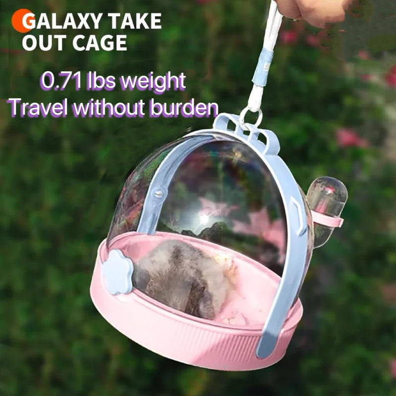 TUTU&LELE Small Animal Carrier, Travel Carry-Out Cage with Warm Plush Pads and Water Bottle can be Carried Both by Hand and Crossbody, Suitable for Dwarf Hamsters, mice, Hamsters (Blue) Blue - PawsPlanet Australia