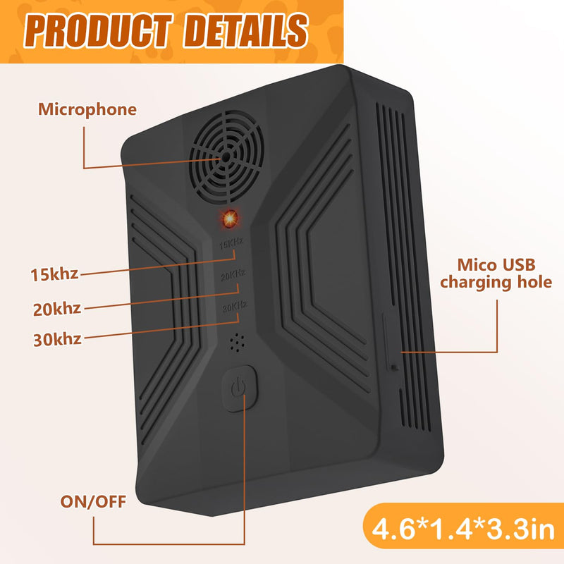 Dog Bark Deterrent Devices, Anti Barking Device for Dogs Long Range 50FT, 3 Modes Stop Dog Barking Devices, Rechargeable Bark Box, Ultrasonic Barking Deterrent Devices for Dog Training (Black) Black