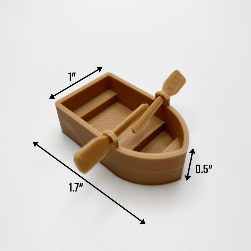 Floating Mini Rowboat Decor for Aquarium, Mini Boat Decorative Aquarium Floater, Floating Rowboat with 2 Paddles, Classic and Minimalist Design, Brown, RB-5000 - PawsPlanet Australia