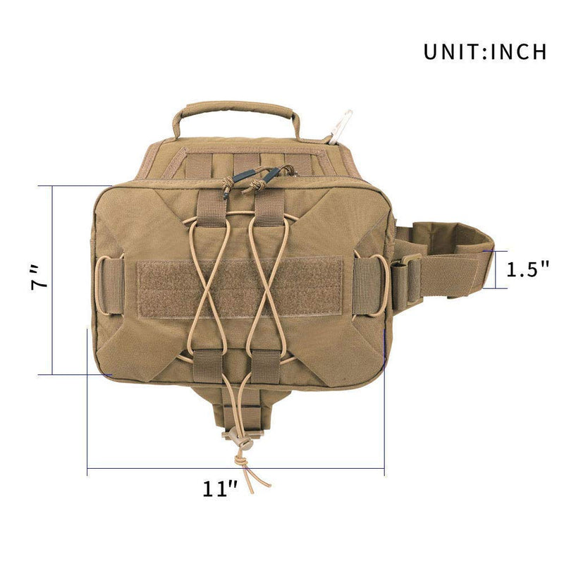 Tactical Bungee Dog Leash Adjustable Dog Pack Hound Dog Saddle Bag Backpack with Handle - PawsPlanet Australia