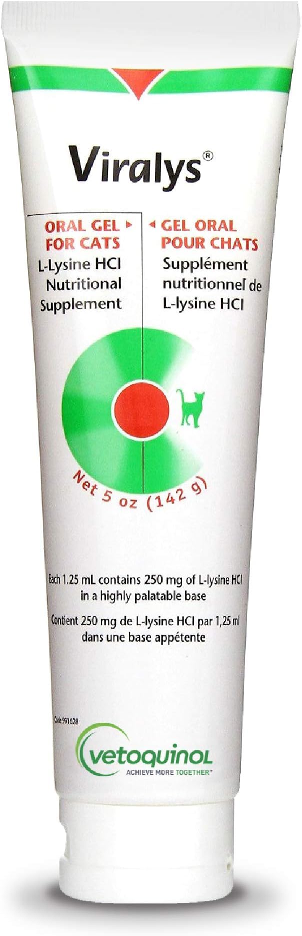 Vetoquinol Viralys Gel L-Lysine Supplement for Cats, 5oz - Cats & Kittens of All Ages - Immune Health - Sneezing, Runny Nose, Squinting, Watery Eyes - Palatable Maple Flavor Lysine Gel 5 oz