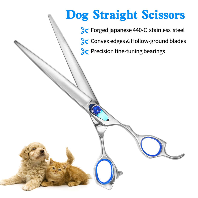 8'' Straight Dog Grooming Scissors Professional Dog Shears for Grooming Japan 440C Stainless Steel Sharp Smooth Heavy Duty Pet Grooming Scissors 8 - PawsPlanet Australia