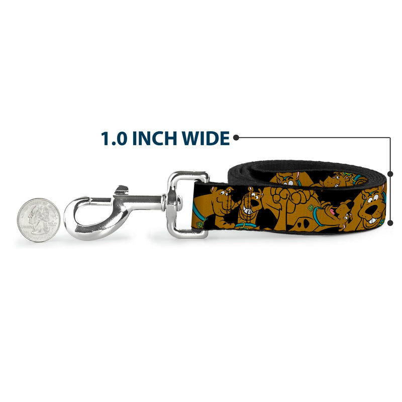 Buckle-Down Dog Leash Scooby Doo Stacked Close Up Black Available In Different Lengths And Widths For Small Medium Large Dogs and Cats, 6 Feet Long - 1" Wide - PawsPlanet Australia