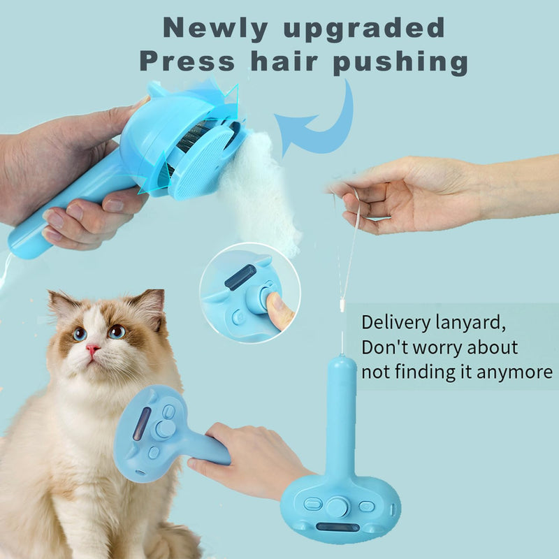 Cat Steam Brush Pet Spray Hair Removal Comb Steam Brush for Shedding & Grooming for Long & Short Haired Pets (2pcs Blue and white) 2pcs Blue and white