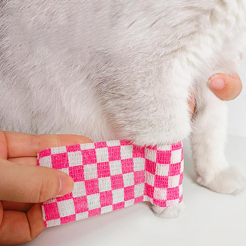 Vet Wraps 2 inch Self- Adherent Cohesive Gauze Bandage for Animals Dogs Cats Horses, 4 Colors Plaid Pattern, 12 Rolls - PawsPlanet Australia